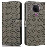 For Nokia 5.4 / 3.4 Embossed Big Small Concentric Squares Pattern Horizontal Flip Leather Case with Card Slot & Holder & Wallet(Grey)