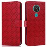 For Nokia 7.2 / 6.2 Embossed Big Small Concentric Squares Pattern Horizontal Flip Leather Case with Card Slot & Holder & Wallet(Red)