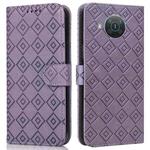 For Nokia X20 / X10 Embossed Big Small Concentric Squares Pattern Horizontal Flip Leather Case with Card Slot & Holder & Wallet(Purple)