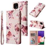 For Samsung Galaxy A22 5G Marble Bronzing Stitching Horizontal Flip PU Leather Case with Holder & Card Slots & Wallet & Photo Frame(Rose Gold)