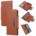 For iPhone 13 Pro Max Ultra-thin Separable Magnetic Horizontal Flip Leather Case with Card Slot & Wallet (Brown)