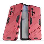 For vivo X70 Punk Armor 2 in 1 PC + TPU Shockproof Case with Invisible Holder(Light Red)
