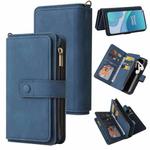 For OnePlus 9 Skin Feel PU + TPU Horizontal Flip Leather Case With Holder & 15 Cards Slot & Wallet & Zipper Pocket & Lanyard(Blue)