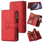 For OnePlus Nord CE 5G Skin Feel PU + TPU Horizontal Flip Leather Case With Holder & 15 Cards Slot & Wallet & Zipper Pocket & Lanyard(Red)