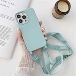 For iPhone 11 Elastic Silicone Protective Case with Wide Neck Lanyard (Sky Blue)