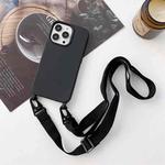 For iPhone 11 Pro Elastic Silicone Protective Case with Wide Neck Lanyard (Black)