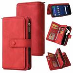 For LG G9 / Velvet Skin Feel PU + TPU Horizontal Flip Leather Case With Holder & 15 Cards Slot & Wallet & Zipper Pocket & Lanyard(Red)