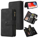 For Motorola Moto G Play (2021) Skin Feel PU + TPU Horizontal Flip Leather Case With Holder & 15 Cards Slot & Wallet & Zipper Pocket & Lanyard(Black)