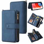 For Motorola Moto G Play (2021) Skin Feel PU + TPU Horizontal Flip Leather Case With Holder & 15 Cards Slot & Wallet & Zipper Pocket & Lanyard(Blue)