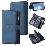 For Motorola Moto G50 Skin Feel PU + TPU Horizontal Flip Leather Case With Holder & 15 Cards Slot & Wallet & Zipper Pocket & Lanyard(Blue)