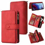 For Motorola Moto G Power (2021) Skin Feel PU + TPU Horizontal Flip Leather Case With Holder & 15 Cards Slot & Wallet & Zipper Pocket & Lanyard(Red)