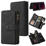 For Sony Xperia 5 III Skin Feel PU + TPU Horizontal Flip Leather Case With Holder & 15 Cards Slot & Wallet & Zipper Pocket & Lanyard(Black)