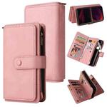 For Sony Xperia 5 III Skin Feel PU + TPU Horizontal Flip Leather Case With Holder & 15 Cards Slot & Wallet & Zipper Pocket & Lanyard(Pink)