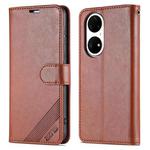 For Huawei P50 Pro AZNS Sheepskin Texture Horizontal Flip Leather Case with Holder & Card Slots & Wallet(Brown)