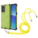 For OPPO Reno6 4G Shockproof Honeycomb PC + TPU Case with Neck Lanyard(Green)