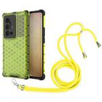 For vivo X70 Pro Plus Shockproof Honeycomb PC + TPU Case with Neck Lanyard(Green)