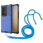 For vivo X70 Pro Plus Shockproof Honeycomb PC + TPU Case with Neck Lanyard(Blue)