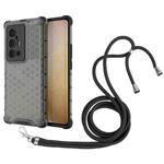 For vivo X70 Pro Plus Shockproof Honeycomb PC + TPU Case with Neck Lanyard(Black)