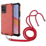 For vivo Y21 Shockproof Honeycomb PC + TPU Case with Neck Lanyard(Red)