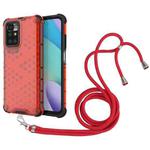 For Xiaomi Redmi 10 Shockproof Honeycomb PC + TPU Case with Neck Lanyard(Red)