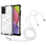 For Samsung Galaxy A03s 164mm Shockproof Honeycomb PC + TPU Case with Neck Lanyard(White)