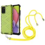 For Samsung Galaxy A03s 164mm Shockproof Honeycomb PC + TPU Case with Neck Lanyard(Green)
