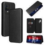 For vivo iQOO 8 Pro Carbon Fiber Texture Horizontal Flip TPU + PC + PU Leather Case with Card Slot(Black)