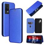 For vivo iQOO 8 Pro Carbon Fiber Texture Horizontal Flip TPU + PC + PU Leather Case with Card Slot(Blue)