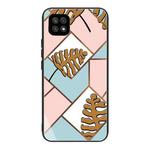For Samsung Galaxy A22 5G Abstract Marble Pattern Glass Protective Case(GK-A4)