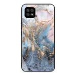 For Samsung Galaxy A22 5G Abstract Marble Pattern Glass Protective Case(GK-A20)