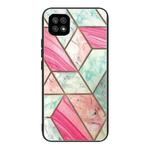 For Samsung Galaxy A22 5G Abstract Marble Pattern Glass Protective Case(HC-A18)