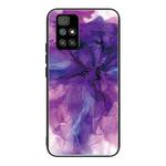 For Xiaomi Redmi 10 Abstract Marble Pattern Glass Protective Case(Abstract Purple)