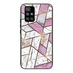 For Xiaomi Redmi 10 Abstract Marble Pattern Glass Protective Case(Rhombus White Purple)