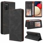 For Samsung Galaxy A02s Simple Suction Closure Horizontal Flip Leather Case with Holder & Card Slot & Wallet(Black)