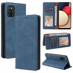 For Samsung Galaxy A02s Simple Suction Closure Horizontal Flip Leather Case with Holder & Card Slot & Wallet(Blue)