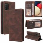 For Samsung Galaxy A02s Simple Suction Closure Horizontal Flip Leather Case with Holder & Card Slot & Wallet(Brown)