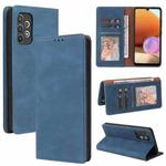 For Samsung Galaxy A32 4G Simple Suction Closure Horizontal Flip Leather Case with Holder & Card Slot & Wallet(Blue)