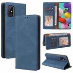 For Samsung Galaxy A51 Simple Suction Closure Horizontal Flip Leather Case with Holder & Card Slot & Wallet(Blue)