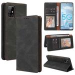 For Samsung Galaxy A51 5G Simple Suction Closure Horizontal Flip Leather Case with Holder & Card Slot & Wallet(Black)