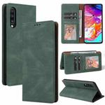 For Samsung Galaxy A70 Simple Suction Closure Horizontal Flip Leather Case with Holder & Card Slot & Wallet(Green)