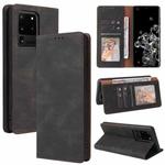 For Samsung Galaxy Note20 Ultra Simple Suction Closure Horizontal Flip Leather Case with Holder & Card Slot & Wallet(Black)