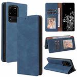 For Samsung Galaxy Note20 Ultra Simple Suction Closure Horizontal Flip Leather Case with Holder & Card Slot & Wallet(Blue)