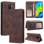For Xiaomi Redmi Note 9 / 10X 4G Simple Suction Closure Horizontal Flip Leather Case with Holder & Card Slot & Wallet(Brown)
