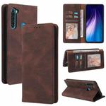 For Xiaomi Redmi Note 8 Simple Suction Closure Horizontal Flip Leather Case with Holder & Card Slot & Wallet(Brown)