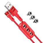 hoco U98 Sunway 3 in 1 Multi-functional Magnetic Charging Cable USB to 8 Pin + Micro USB + USB-C / Type-C Cable, Cable Length: 1.2m(Red)