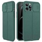 For iPhone 13 Litchi Texture Sliding Camshield TPU Protective Case(Dark Green)