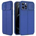 For iPhone 13 Litchi Texture Sliding Camshield TPU Protective Case(Blue)
