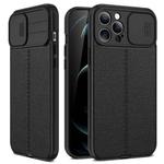 For iPhone 13 Pro Max Litchi Texture Sliding Camshield TPU Protective Case (Black)