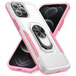 For iPhone 12 Pro Max Ring Kickstand Heavy Duty Shockproof Phone Case(White)