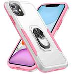 For iPhone 11 Ring Kickstand Heavy Duty Shockproof Phone Case (White)